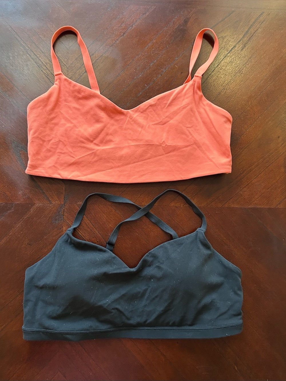 Athleta Rust and Black Dual Bralette Pack size L